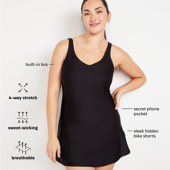 Old Navy Black Powersoft Athletic Dress with Built in Shorts Large Skort bottom - Picture 14 of 15